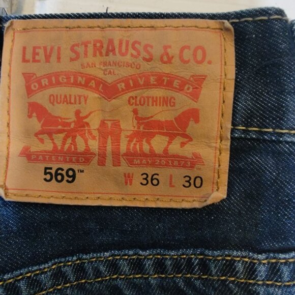 Levis 569 Wide Straight Leg Jeans Size 36X30 Men's Blue Denim - Picture 4 of 8